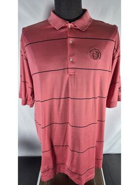Bobby Jones XL WGC Accenture Match Play Golf Polo Coral Stripe